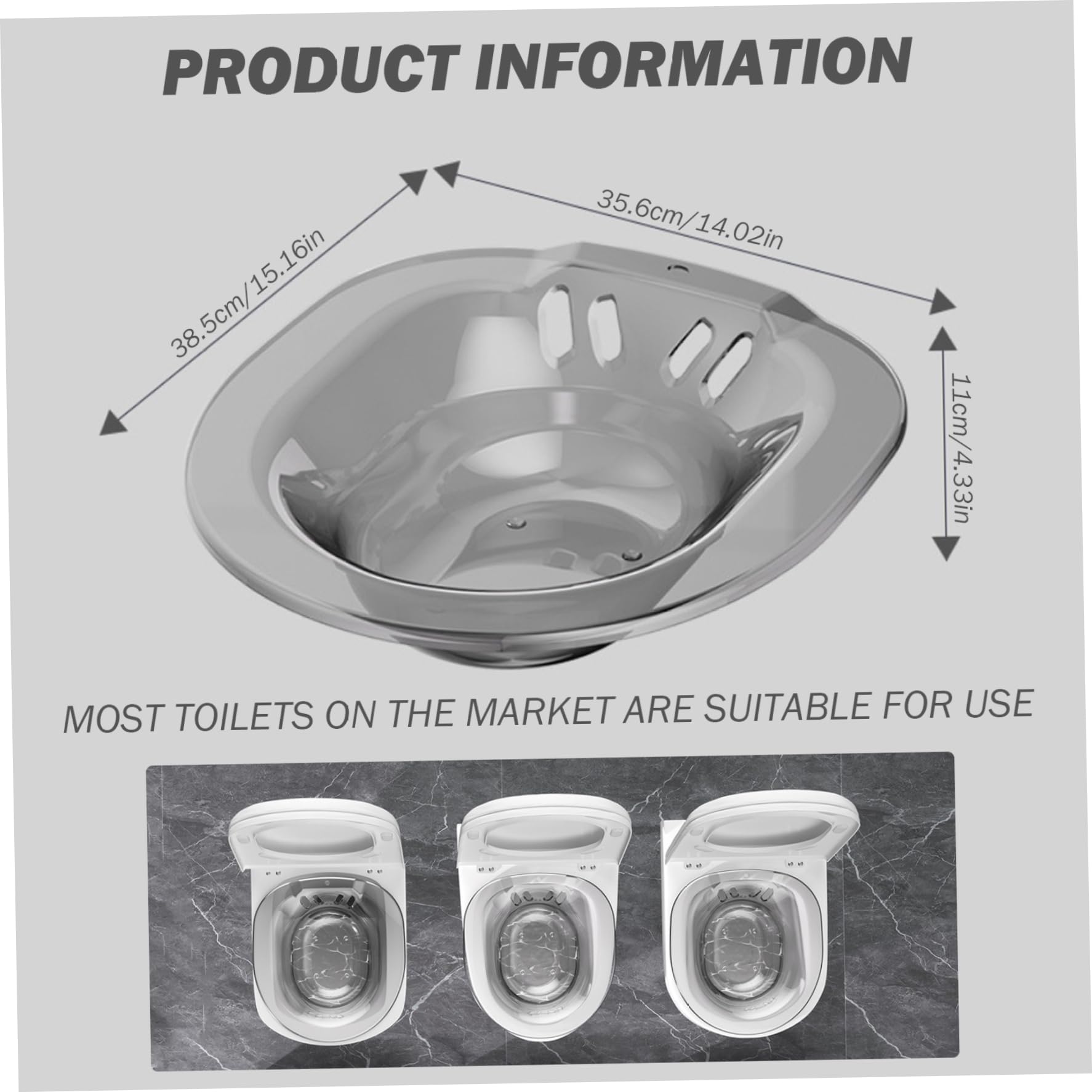 Sitz Bath Portatile sopra Il Water Bidet da Viaggio Anti-traboccamento 14x15x4 Pollici Bidet Accessorio per emorroidi Postpartum Private Care (Grigio Trasparente) Accessorio per Water