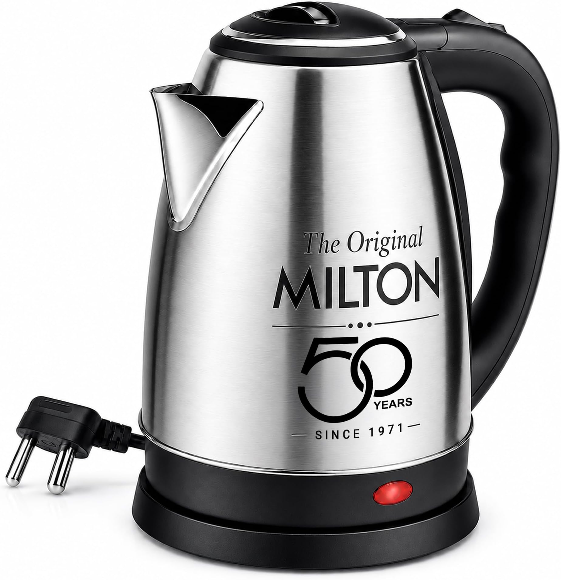 Euroline Go Electro Stainless Steel Electric Kettle 1.2L, 1350 Watts, Portable Electric Kettle for Home, Office, Cool-touch Handle & Lid, Auto Cut-off, Detachable 360 Degree Connector, Silver
