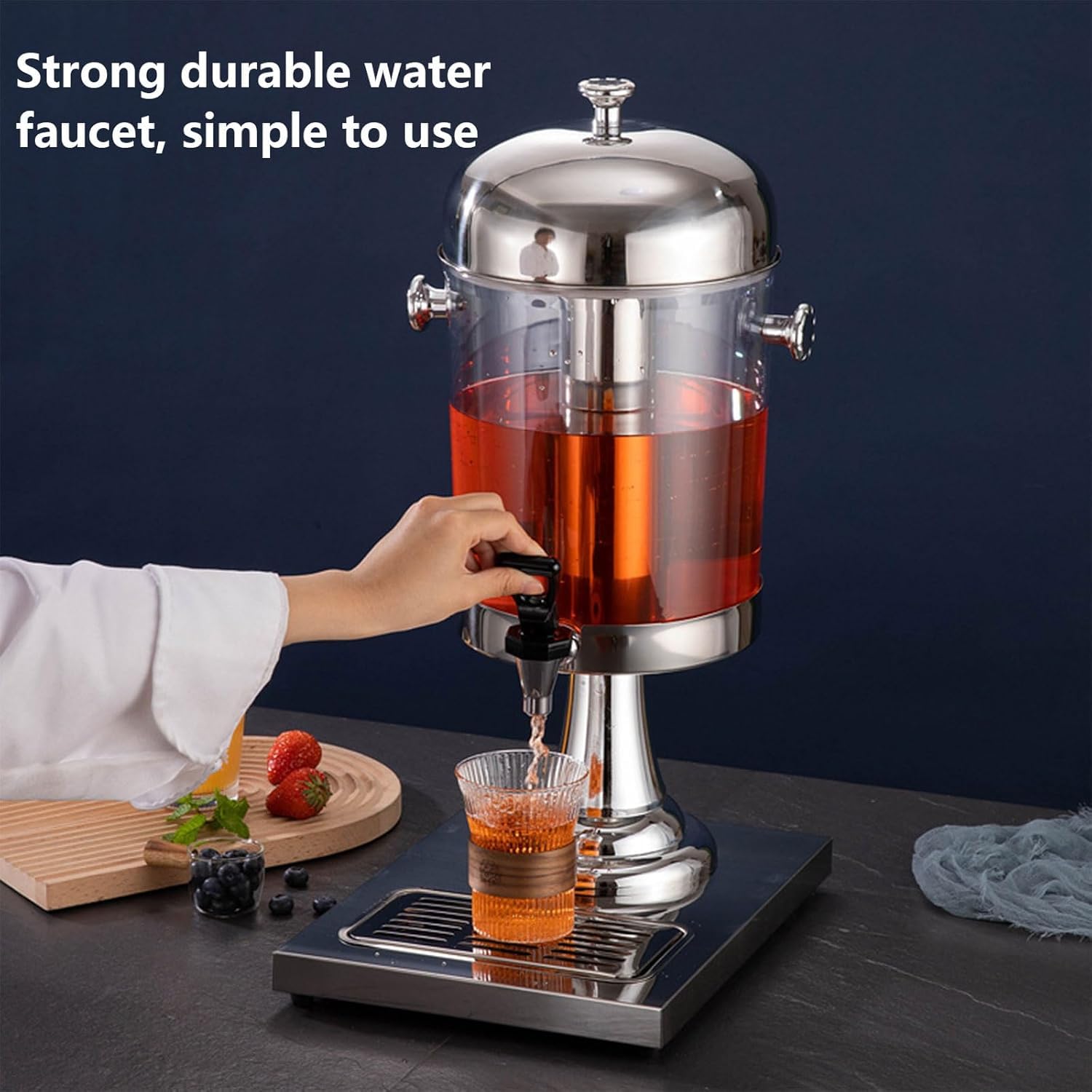 Distributore di Bevande Fredde da 8 Litri, Dispenser di Bevande in Acciaio Inossidabile, Urna per caffè, Distributore di Succhi Self-Service con Rubinetto per tè, caffè, Latte, Succo