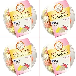 4 Pack Krunchy Melts Original Meringue Cookies | Rainbow Vanilla Flavor 4-Pack | Only 80 Calories Per Serving | Fat Free, Gluten Free, Dairy Free (4 Oz)