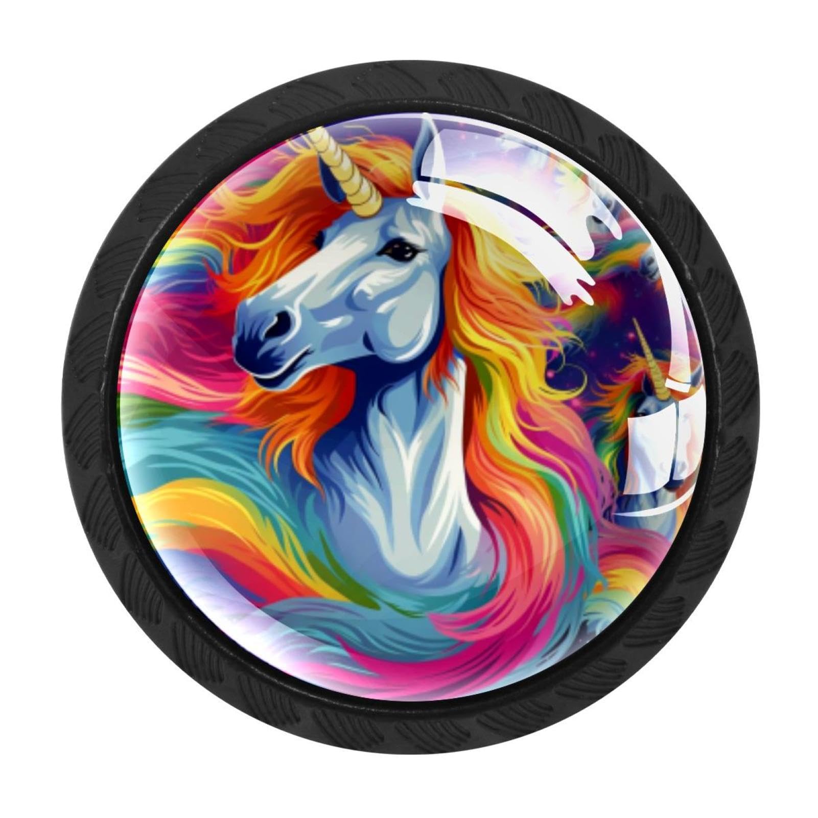 Chenzzzz Multicolored 03 4 Pcs Rainbow Unicorn Crystal Glass Cabinet Knob Drawer Pull Handle For Kitchen Cupboard Dresser Wardrobe Etc