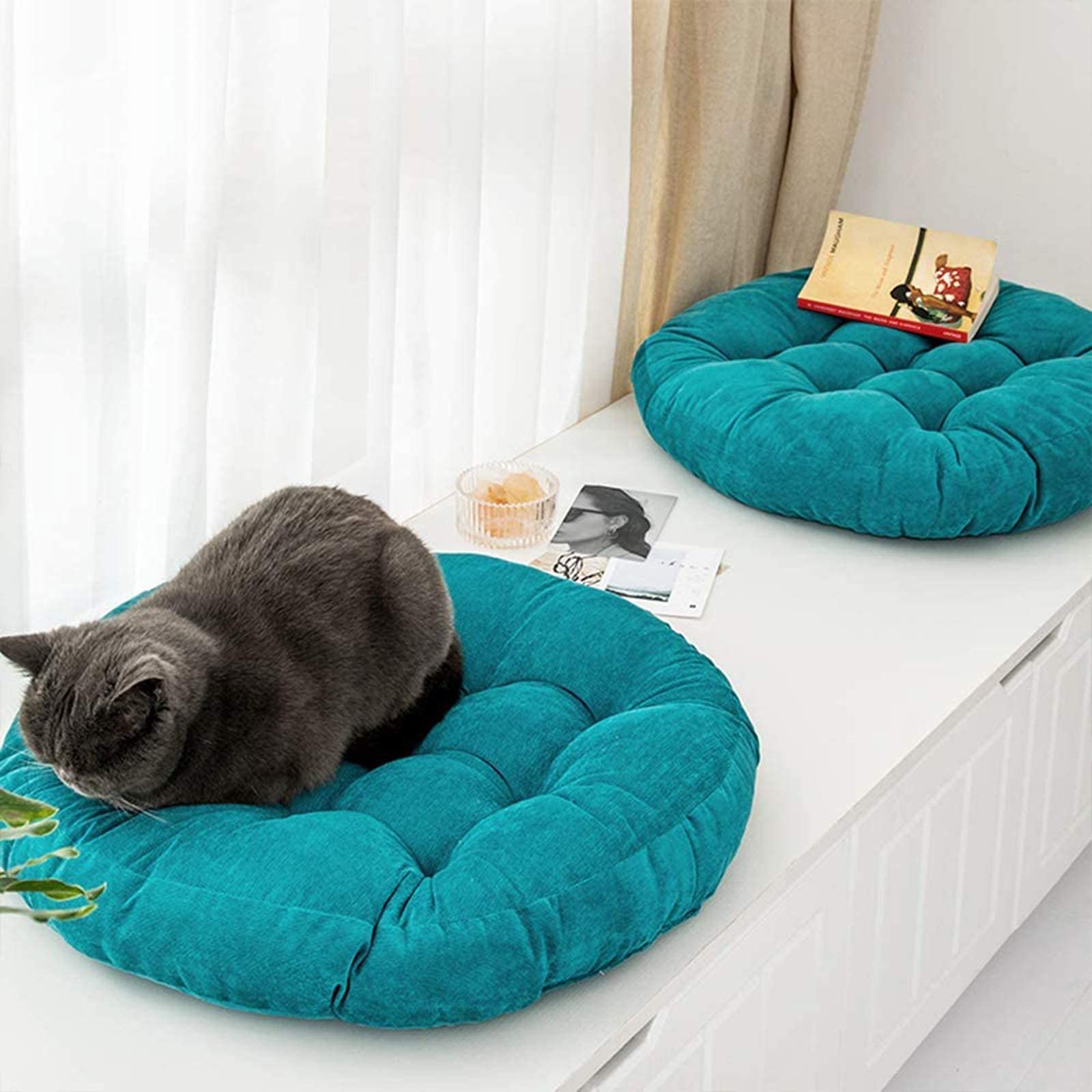 Poduszka na krzesło Papasan, ogród kryty na zewnątrz okrągła poduszka na krzesło, wiszący kosz hamaki Swing Egg poduszka na siedzenie krzesła (Peacock Blue)