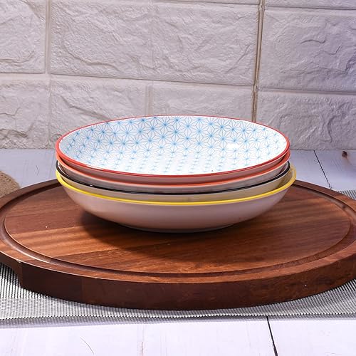 Miniatura 6 de Juego de 4 platos llanos, platos de postre de 7 pulgadas, platos japoneses de cerámica para platos, huevos fritos, aperitivos, alas de engorde