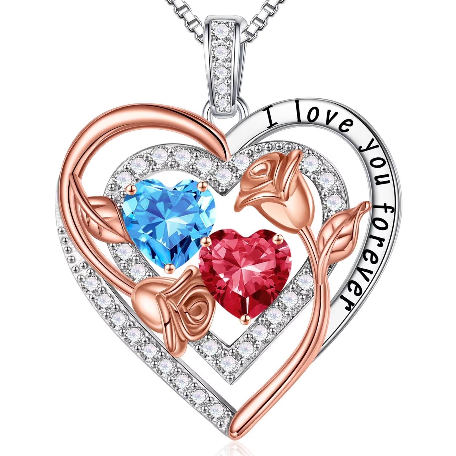 Iefil Mothers Day Gifts for Wife - Sterling Silver Birthstone Necklace, Anniversary Birthday Gifts for Wife Girlfriend Mom