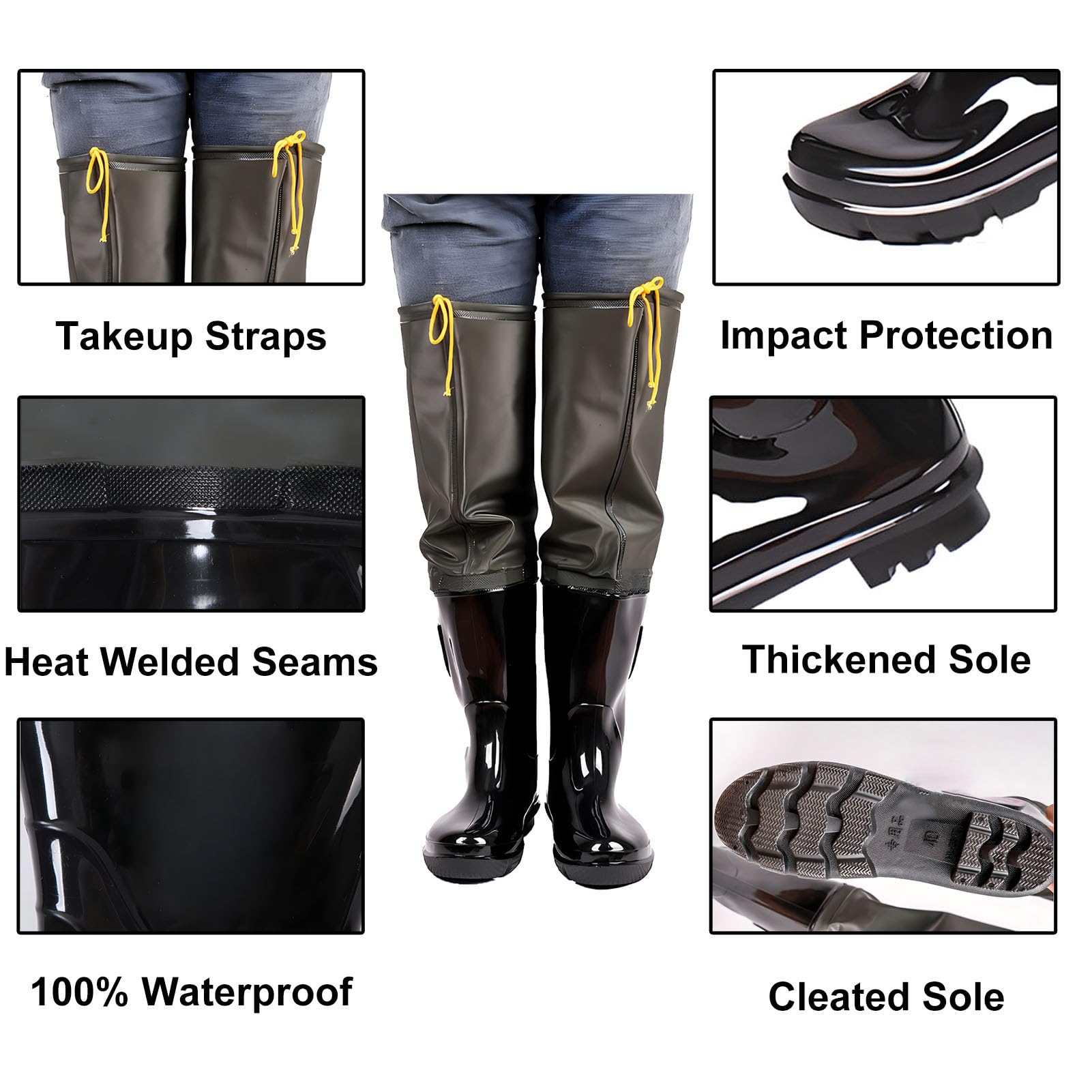 Waders hip Wader da Pesca In PVC A 2 Strati, Stivali da Pesca Con Suola Spessa Oxford, Realizzati Per Durare, Per La Caccia Nelle Paludi E Nella Sabbia