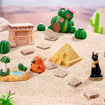 Mini Landscape Ancient Egyptian Desert Town Pyramid Stone Statue God Dog Model Resin OrnamentSet Of 8 Egyptian Toys for Any Decor