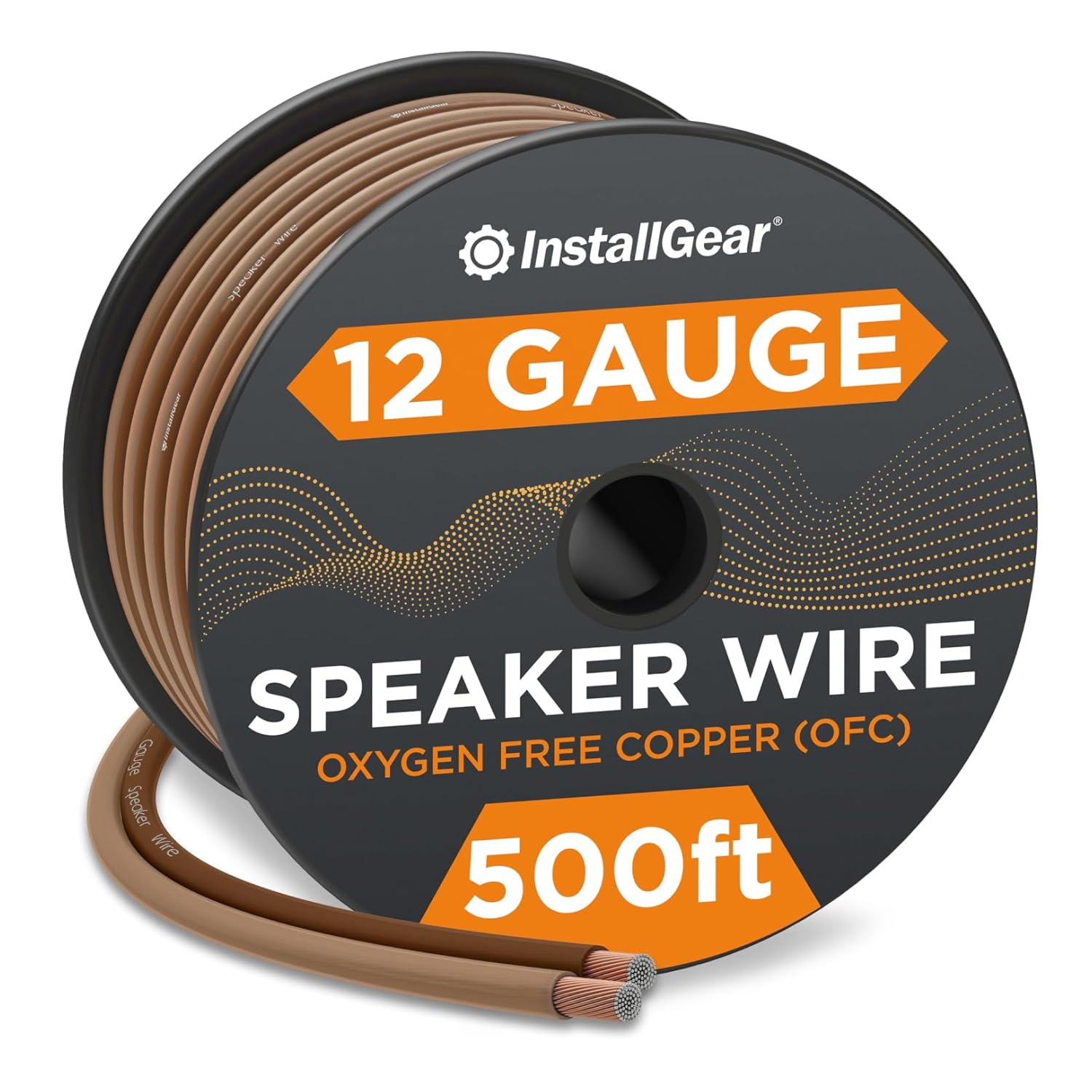InstallGear 12 Gauge Speaker Wire - 500ft Brown 12 AWG - Deoxidized Copper - True Spec Soft Touch Cable for Outdoor Speakers