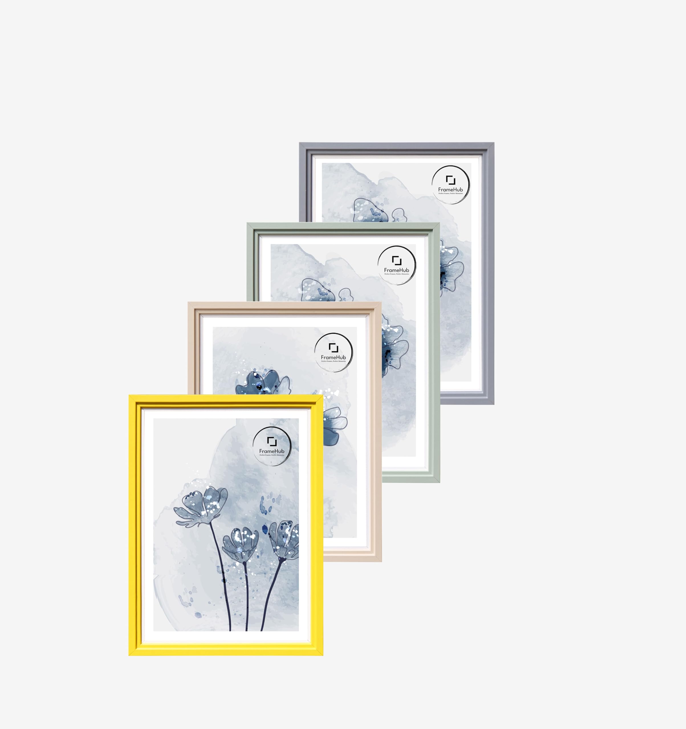 FrameHub StepTone Color Frames Yellow Green Grey A1 A2 A3 A4 Poster Frame Picture Frames (Yellow, A2 — image 1