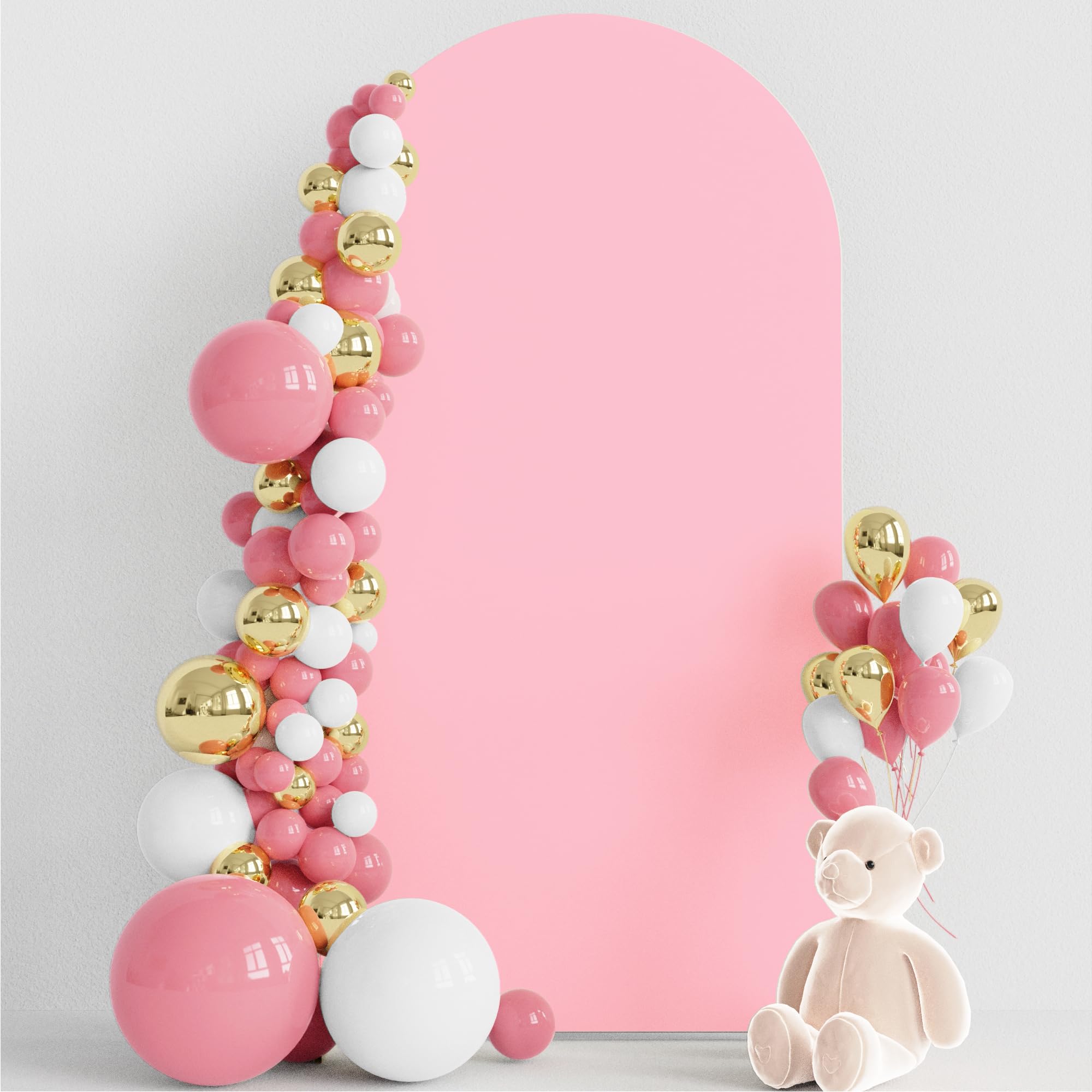 Wokceer 6.6FT Wedding Arch Cover Spandex Fitted Wedding Arch Stand Covers Round Top Chiara Arch Backdrop Cover for Birthday Party Ceremony Banquet Decoration Pink