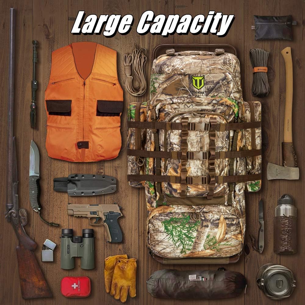 TIDEWE Hunting Backpack 5500cu with Frame and Rain Cover for Bow/Rifle/Pistol : Sports & Outdoors
