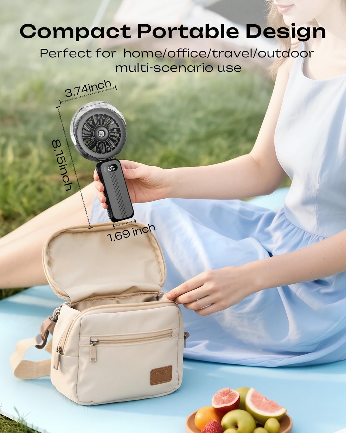 Otlonpe Handheld Misting Fan Portable, Powerful High Speed, Small Personal Rechargeable Cooling Mister Fan Water Spray Mist, 4000mAh Battery Operated for Travel Indoor Outdoor Hand Desk (Black) - Image 8