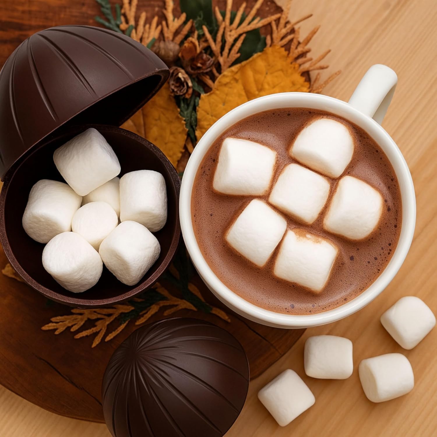 Bolas de Chocolate Caliente Belga con Nubes Pack XXL 12 Bombas Premium Malvaviscos Chocolate a la taza Regalo Navideño