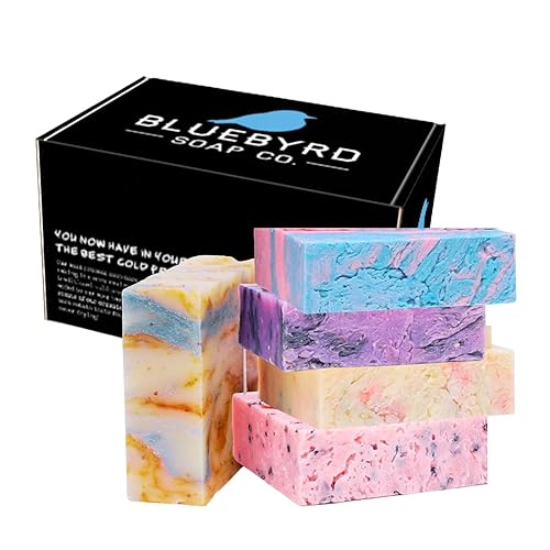 BLUEBYRD - Paquete variado de jabón en barra perfumada dulce  Barras de jabón de limpieza corporal orgánicas naturales  Algodón de azúcar, galaxia,