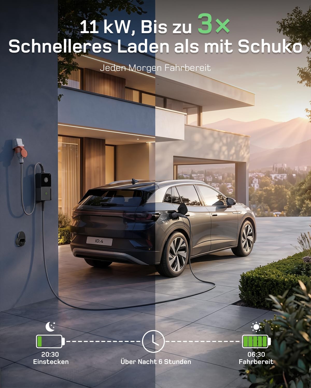 dé Mobile Wallbox 11kW mit APP 7,5m 6–16A | 3-phasig