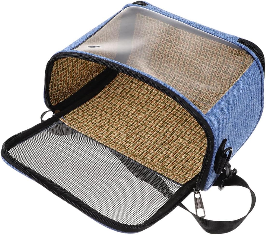 Hamster Travel Bag and Small Animal Carrier Case Portable Blue Breathable Storage Bag for Outdoor Use and Travel with Handle