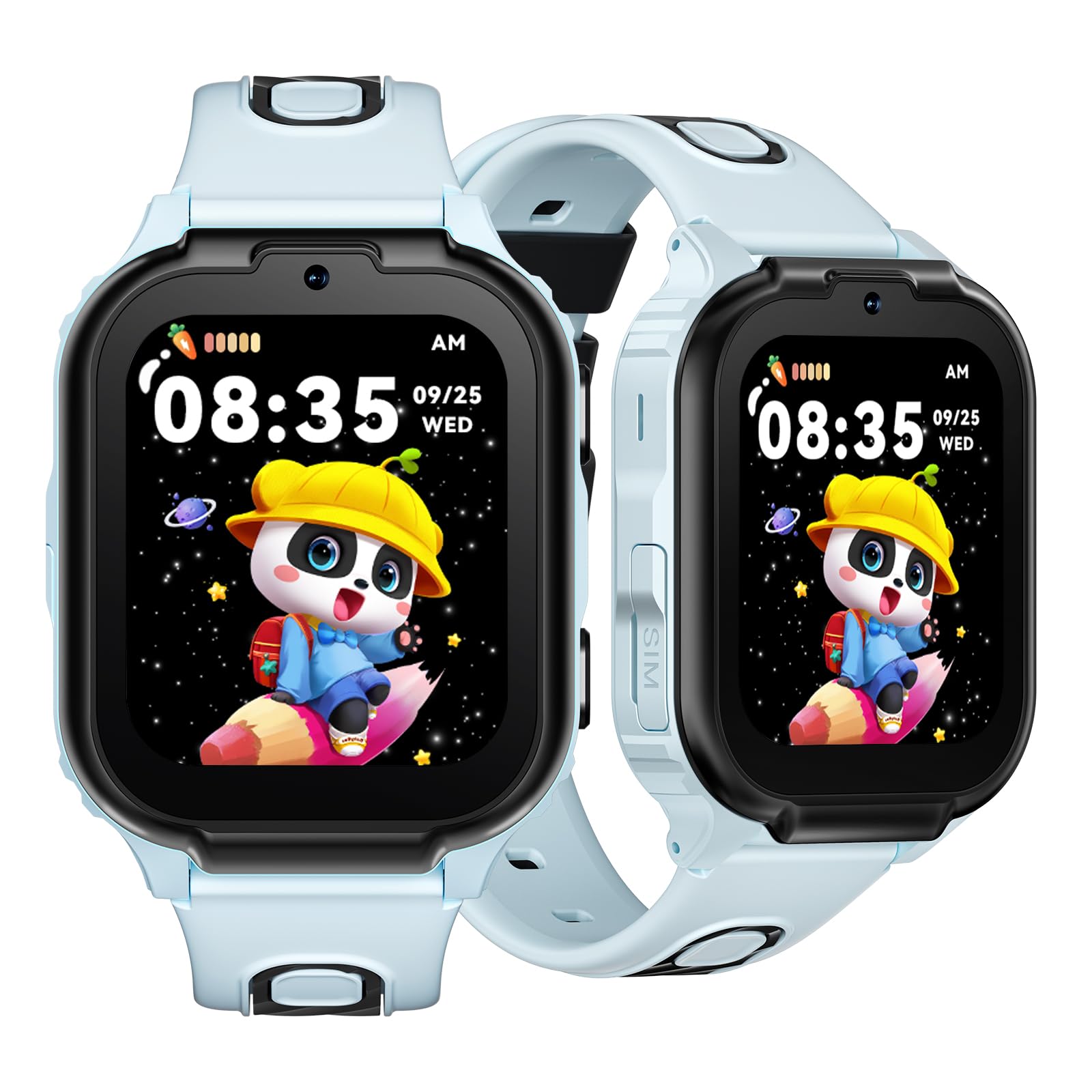 4G Anyscene S1 Montre Connectée Enfant GPS, Appels Vidéo, Chat Vocal, SOS, 800mAh Batterie, Étanche IPX7, Mode École et Podomètre, Smart Watch Enfant avec Écran HD 1,83'' (Bleu Clair)