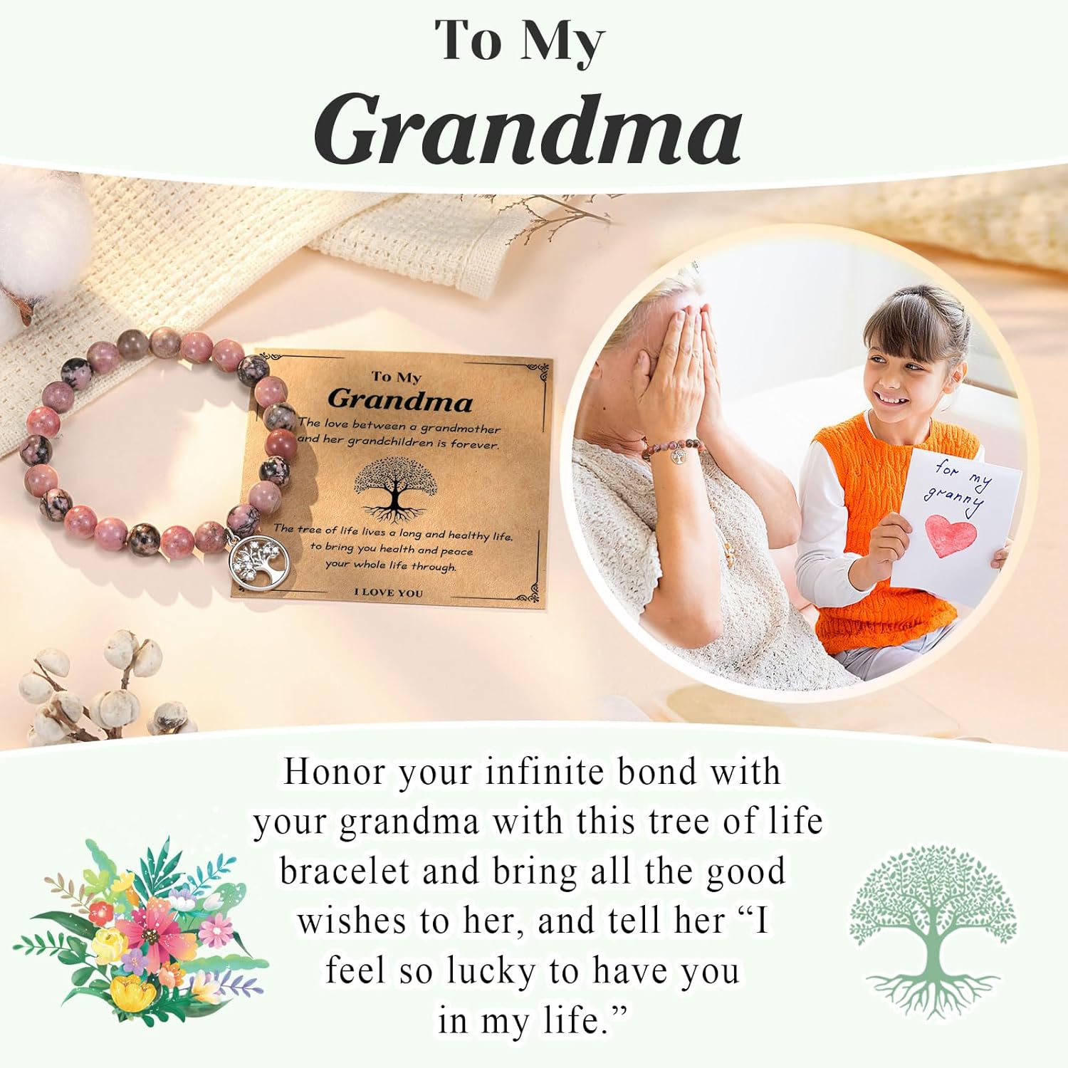 UNGENT THEM Tree of Life Bracelet for Women, Gifts for Grandma, Nana, Mother in Law, Mom, Gigi, Mimi, Aunt, Sister in Law, Teacher, Birthday Christmas Wedding Mothers' Day Gifts - Image 5