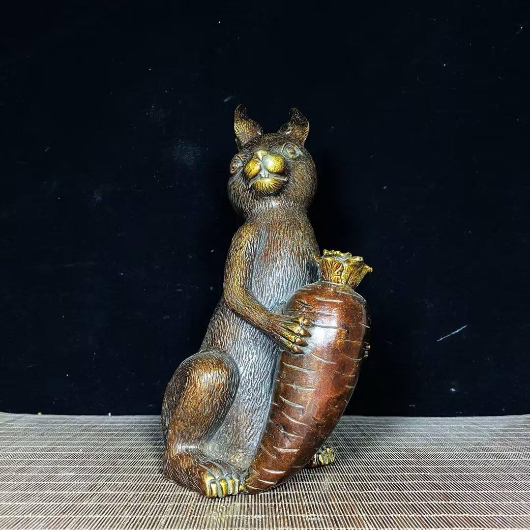 Dytartzx Pure Copper Rabbit Statue, Rabbit boss Sculpture, Home Decoration, Zodiac Rabbit Mascots