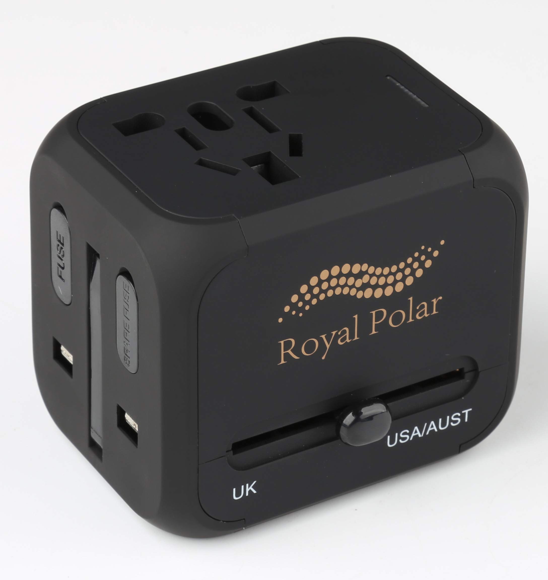 RoyalPolarGlobal International World Wide AC USB Adapter Travel Socket 2.4A 2 USB Power Supply with Fuse