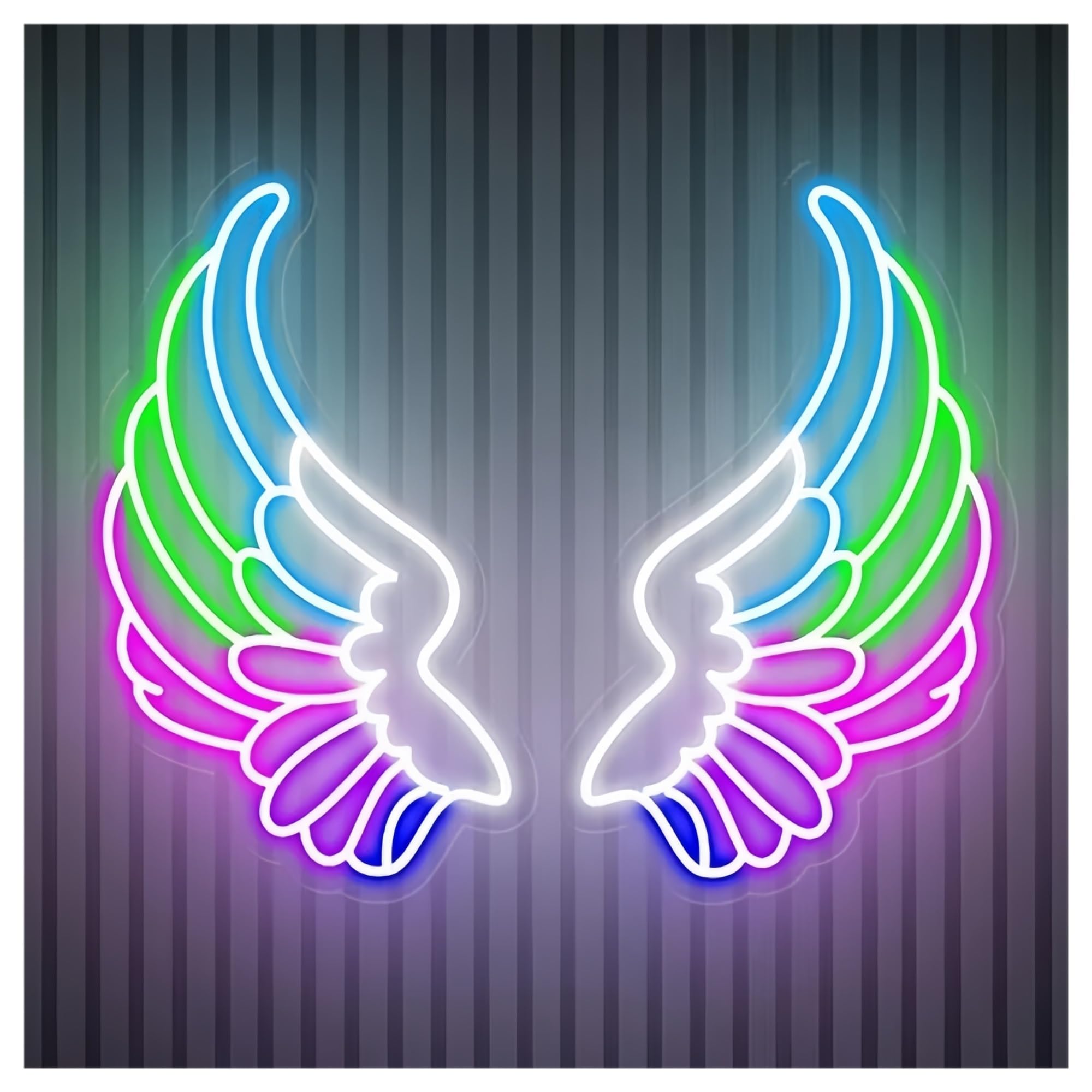 SHOUXI Sign Lamp Angel Wings Neon Signs Rainbow Gradient Wing LED Sign for Bedroom Dreamy Ambiance Decor(C,70CM)