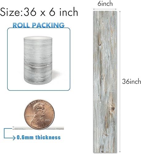 Miniatura 4 de Azulejo de suelo impermeable para despegar y pegar, (no quedan residuos pegajosos), 36 x 6 pulgadas, azulejos de vinilo autoadhesivos de madera para
