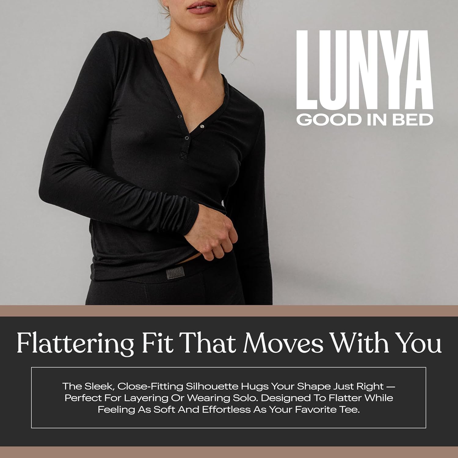 Lunya Soft Modal Ribbed V Neck Long Sleeve Tops for Women - Two-Button Snap Closure - V Neck Long Sleeve Shirts for Women - Image 4