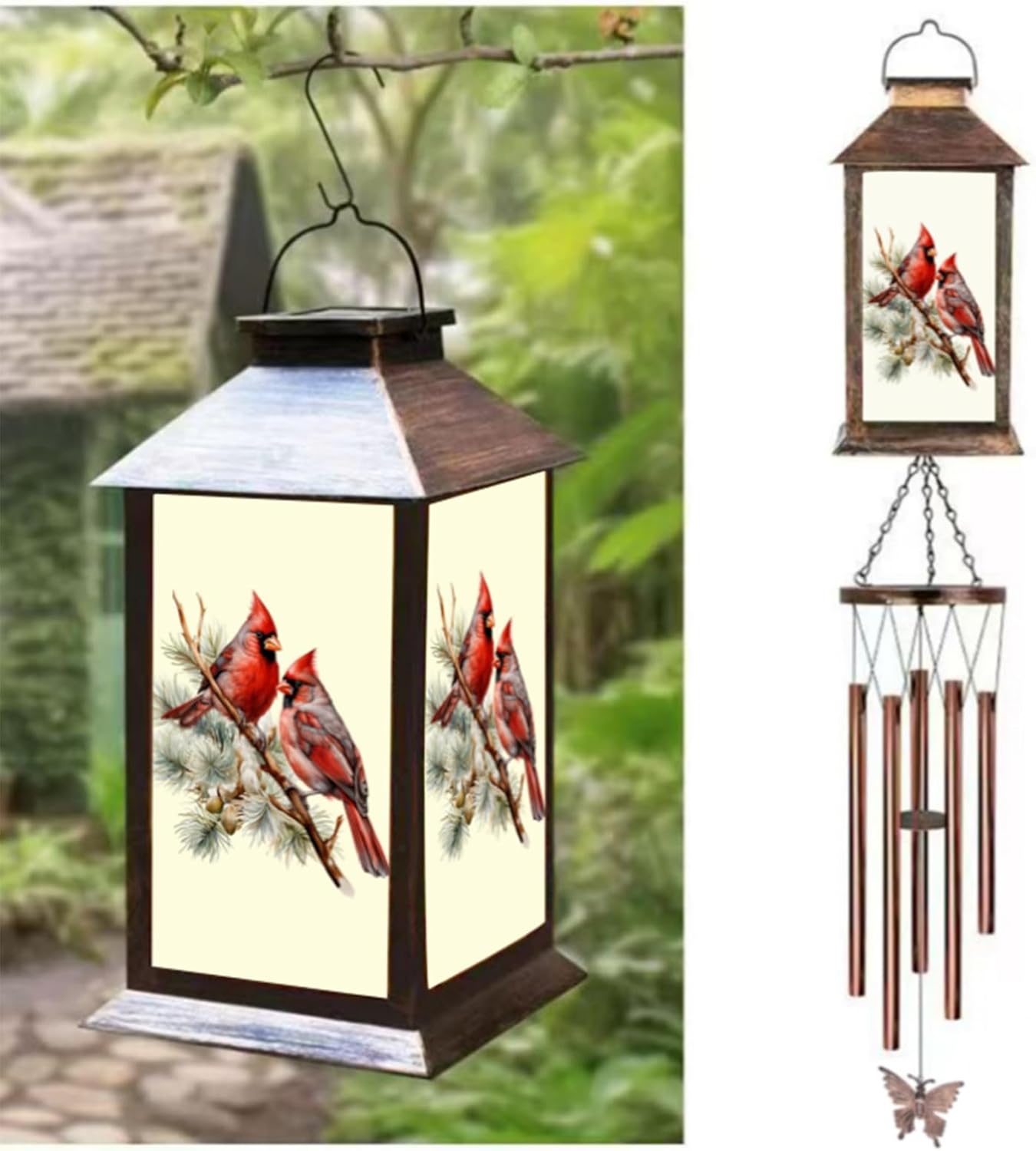 Cardinal Wind Chime Outdoor Solar Energy, Gifts for Women, Mothers, Grandmothers and Fathers, Garden Outdoor Decoration, Christmas, Mother's Day, Thanksgiving and Birthday Gifts