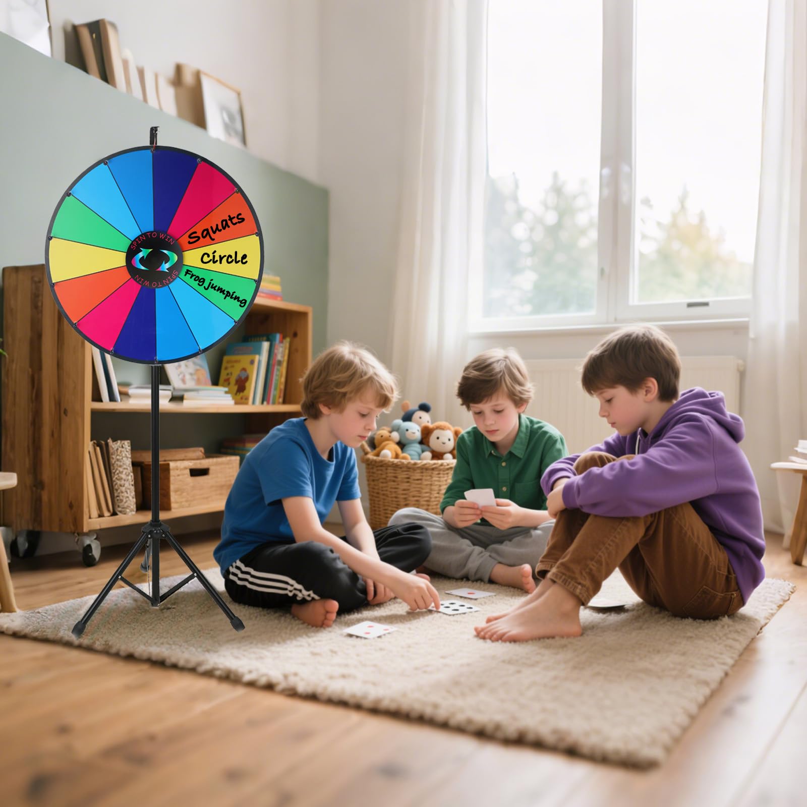 iElyiEsy Roue de la Fortune de 61 cm avec trépied pliable réglable en hauteur 14 emplacements Roue de prix avec marqueurs effaçables à sec et gomme pour carnaval