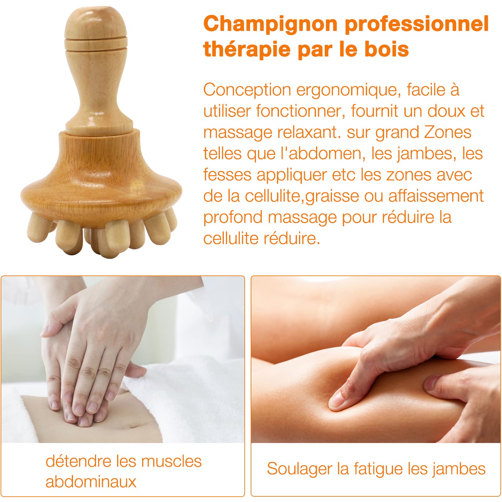 5 en 1 Maderotherapie Kit Complet Cellulite, Rouleau Massage Bois, Pour Anti Cellulite, Drainage Lymphatique, Gua Sha Pour Corps