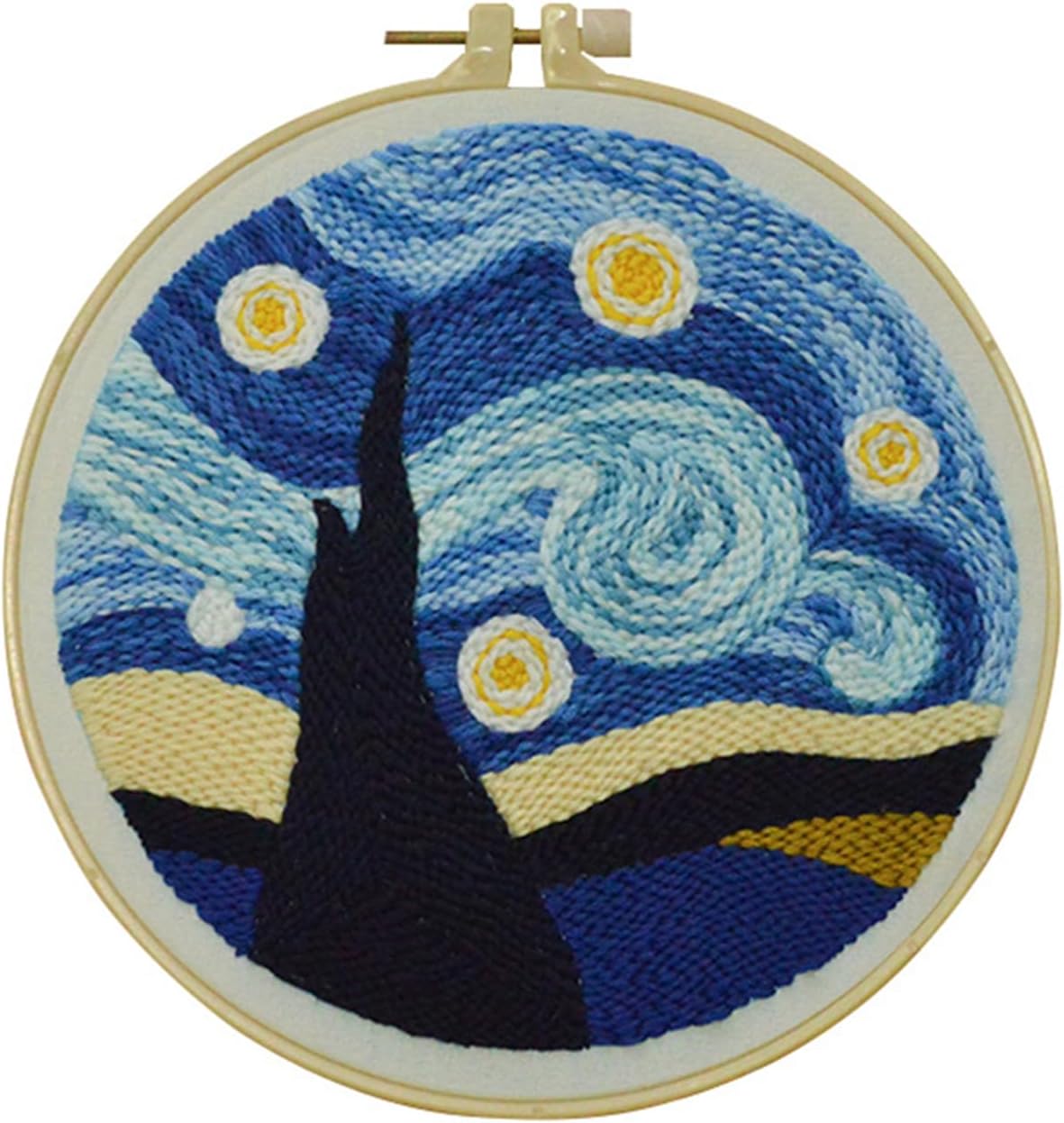 Abillyn Punch Needle Embroidery Starter Kit for Beginner, Punch Needle Fabric with Starry Sky Pattern, Embroidery Hoops and Embroidery Pen (Starry Sky)