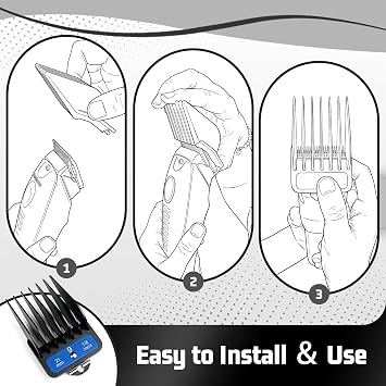 BESTBOMG 10-Piece Clipper Guards Guide Combs, Professional Clipper Guards Guide Combs Set From 1/16 Inch to 1 Inch (1.5-25mm), Premium Close Cut to 1-Inch, Black
