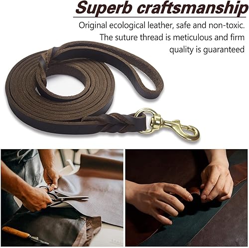 Miniatura 6 de Correa de cuero para perro correa de cuero trenzada para perro cuerda duradera de cuero de vacuno real tejida a mano de cuero suave y fuerte