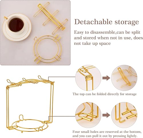 Miniatura 4 de Soporte de exhibición de taza de té, soporte de platillo de tazas de té, soporte de taza pequeño para mostrador - dorado
