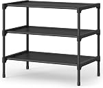 SONGMICS Raquette de chaussures, 4-Tier Organisateur de rangement de chaussures, Space-Saving, entrée, cadre en métal, étagères de tissu non tissées, noir d'encre ULSH014BH01 | Organisateur de rangement de chaussures d'espace, étagères en tissu non tissé, ULSH014BH01