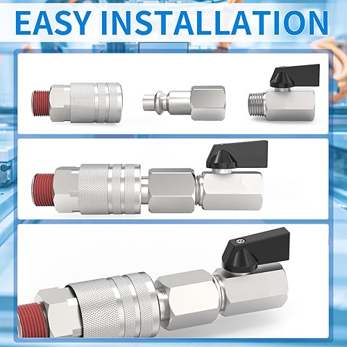 Miniatura 7 de ChillWaves Enchufe de aire industrial, enchufes neumáticos hembra NPT de 14", accesorios para compresores de aire (paquete de 15)