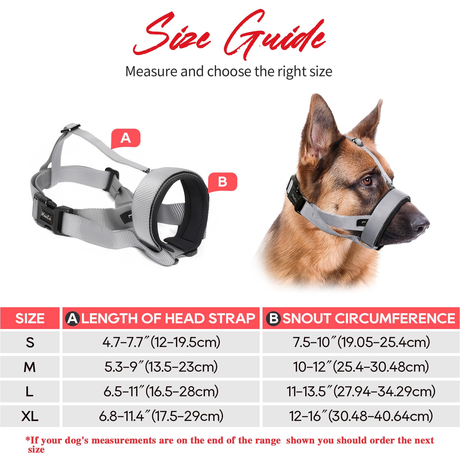 HEELE Dog Muzzle with Head Strap, Adjustable Loop and Soft Neoprene Padding, No More Chafing - Image 2