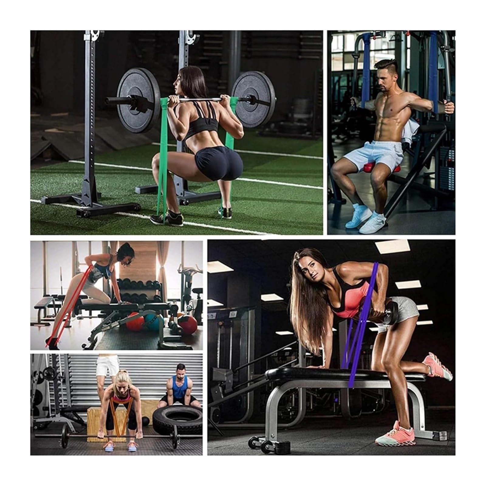Fasce elastiche di resistenza, Fasce di resistenza multicolori 4 pezzi for allenamento forza in palestra a casa