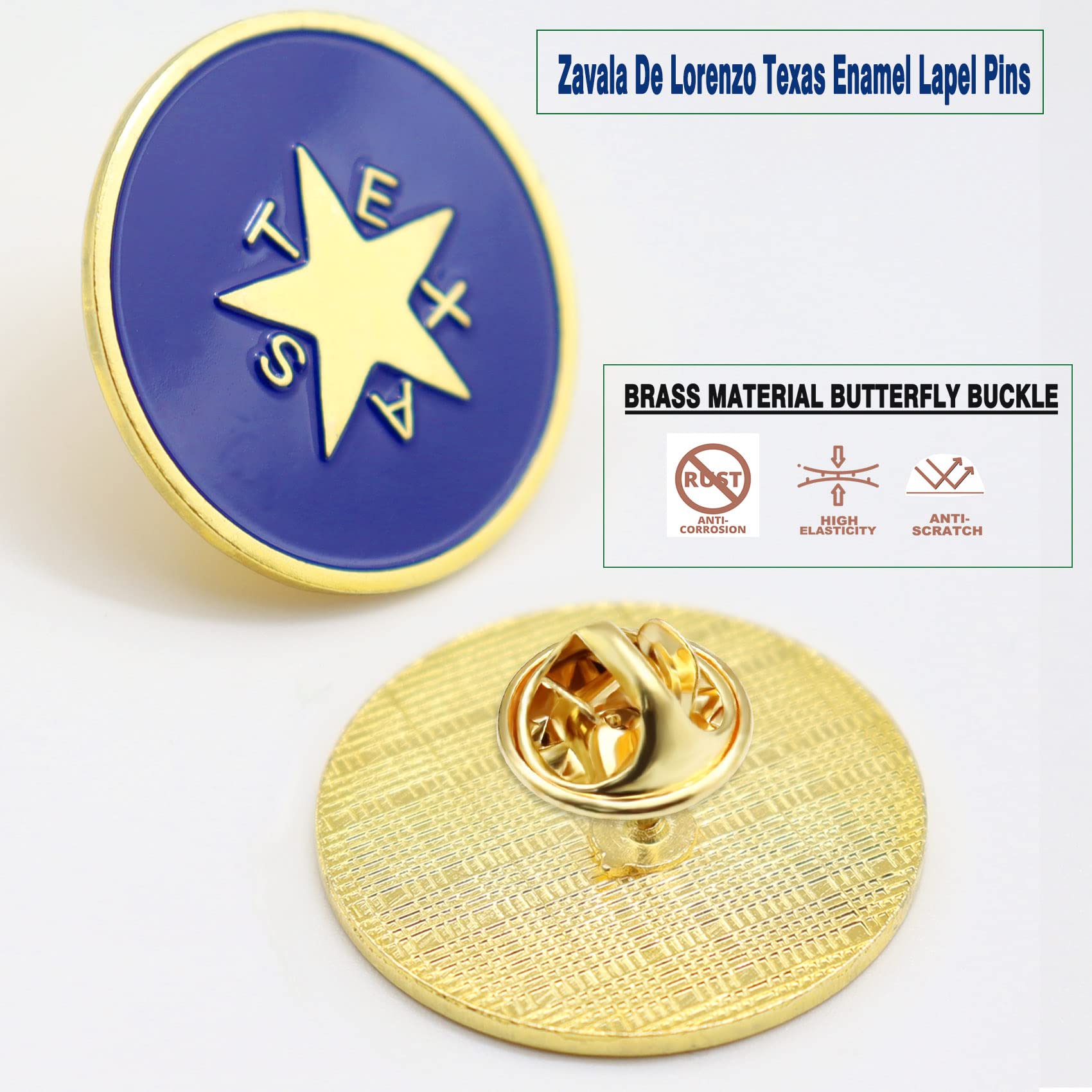 2/12/50/100Pcs 1836 Zavala De Lorenzo Texas Spille da bavero smaltate Bulk-Supports Texas bandiera distintivo per uomini donne vestiti borse cappelli, 25x15mm, metallo, senza pietre preziose
