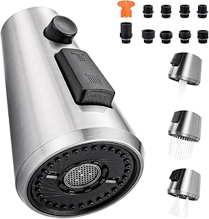 ALEASHA Pull Down Spray Head for Kitchen Faucet,3-Function Sink Spray Nozzle with 9 Adapters,Kitchen Faucet Head Replacement Compatible with Moen,American Standard Faucets,Brushed Nickel