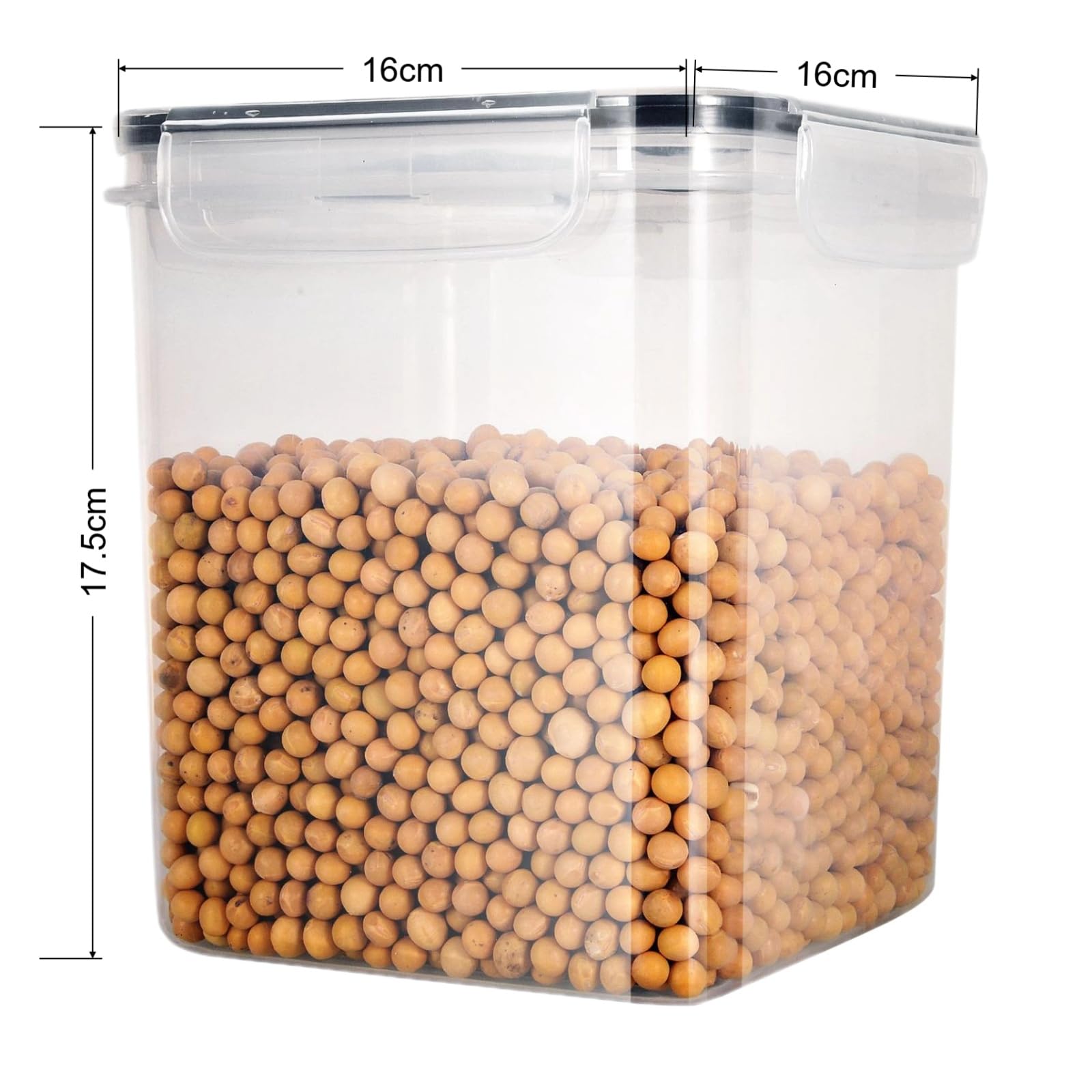 Set da 4 Contenitori Alimentari Ermetici 2,5L, Plastica Senza BPA per Cereali, Riso e Pasta con Coperchi, Include Etichette. (2,5L*4)