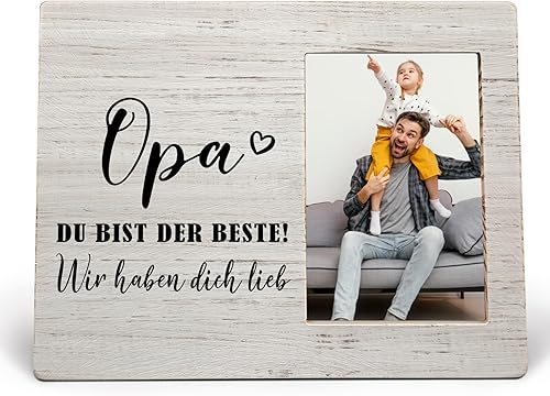 Miniatura 9 de Opa Du Bist Der Beste - Marcos de fotos de madera para abuelo alemán, regalo de Navidad para abuelo de parte de nietos, marco de fotos de madera