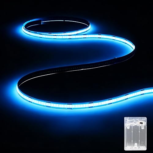 Miniatura 10 de Tira de luces LED COB alimentadas por pilas, paquete de 2 tiras de luz LED blanca cálida de 3.28 pies para dormitorio, debajo de la cama, estantes,