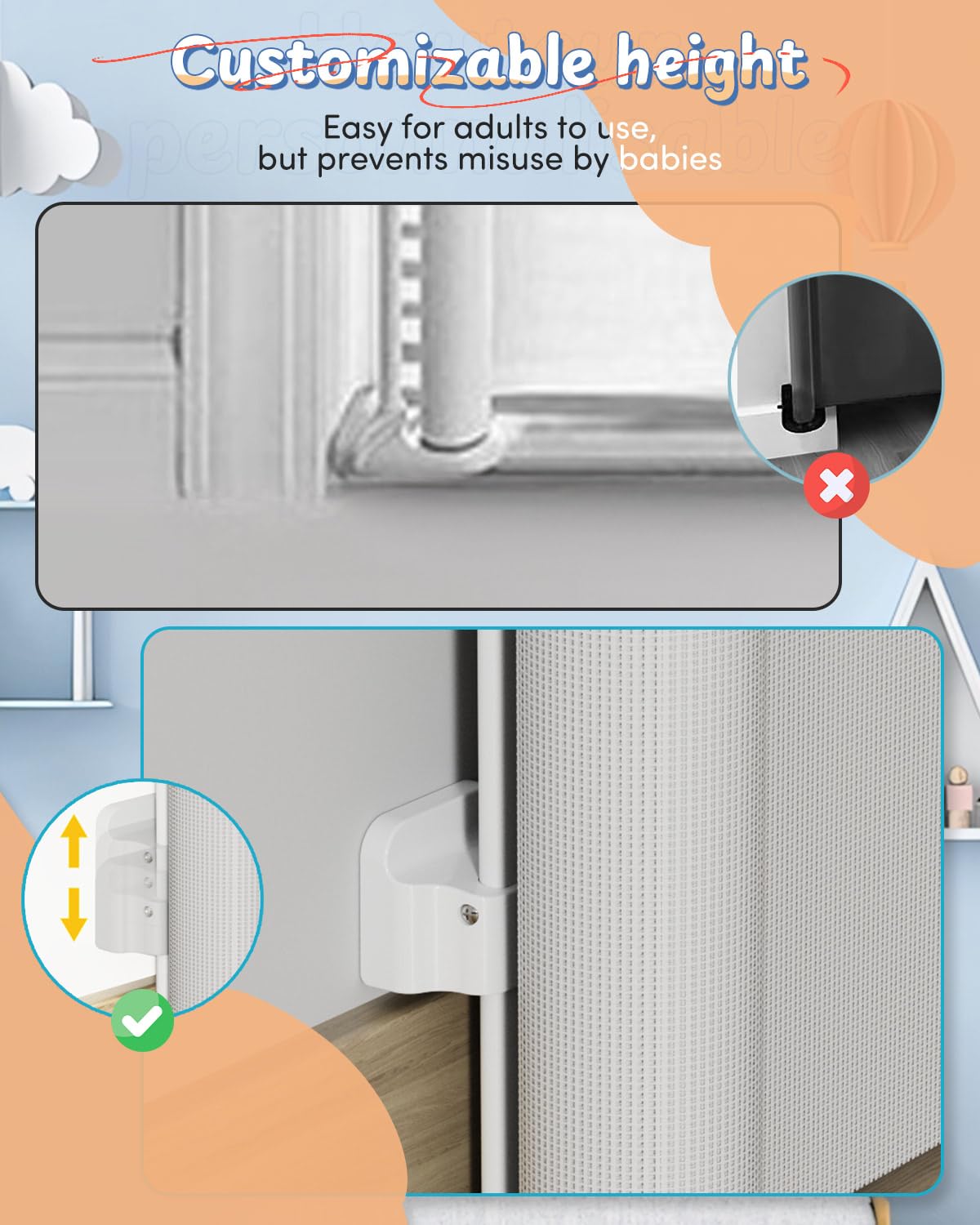 Cancelletto retrattile per scale e animali domestici, cancello di sicurezza per neonati e cani, altezza 85 cm, con una sola mano, barriera salvaspazio per interni ed esterni, per porte, corridoi