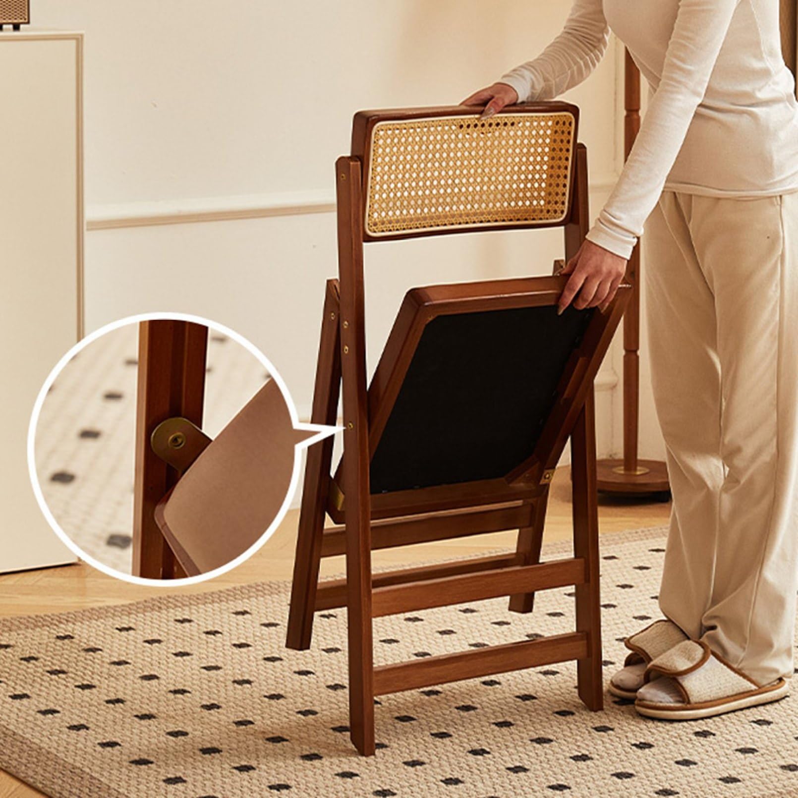 Amazon｜折り畳み 椅子 ラタン編み ハイチェア 折りたたみチェア 藤