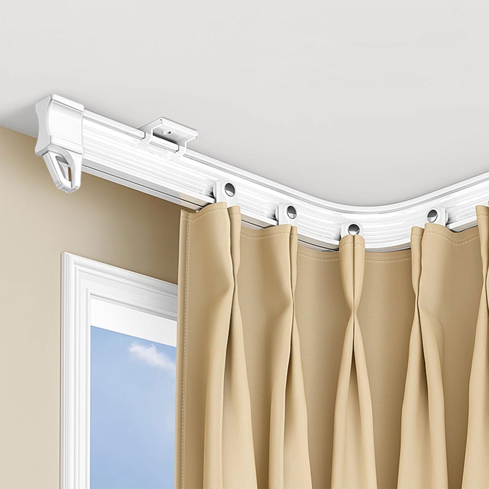Rail de rideau de plafond flexible pliable de 2 m avec crochets pour séparation
