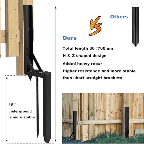 Miniatura 4 de Kit de reparación de postes de valla de 4 piezas, fijador resistente, anclaje de anclaje para el suelo, estacas de soporte para postes de valla