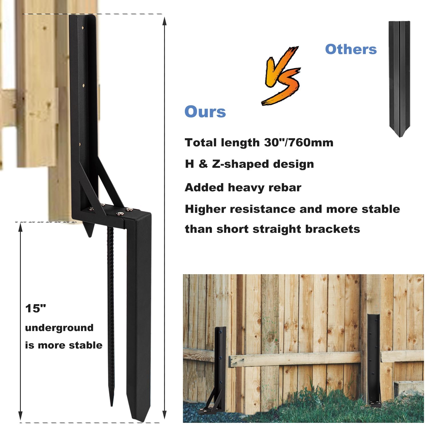 Kit Di Riparazione Per Pali Di Recinzione In Acciaio - 4 Picchetti Di Ancoraggio Da 81 Cm, Rivestimento Antiruggine, Per Pali Inclinati O Rotti