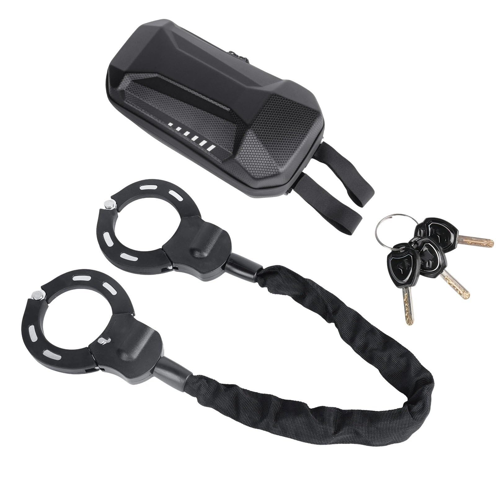 Chain Lock Motorcycle Bike Electric Scooter Lock with Key 90cm Chain Anti Theft Protection Handcuff Motorcycle Handlebar Lock(with Bag)