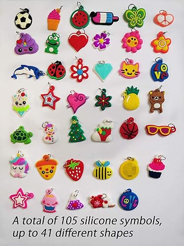 Miniatura 4 de Flydem - Dije de silicona para telar de goma, dijes de pulsera, bandas de goma, colgante de pulsera, (105 unidades), Caucho