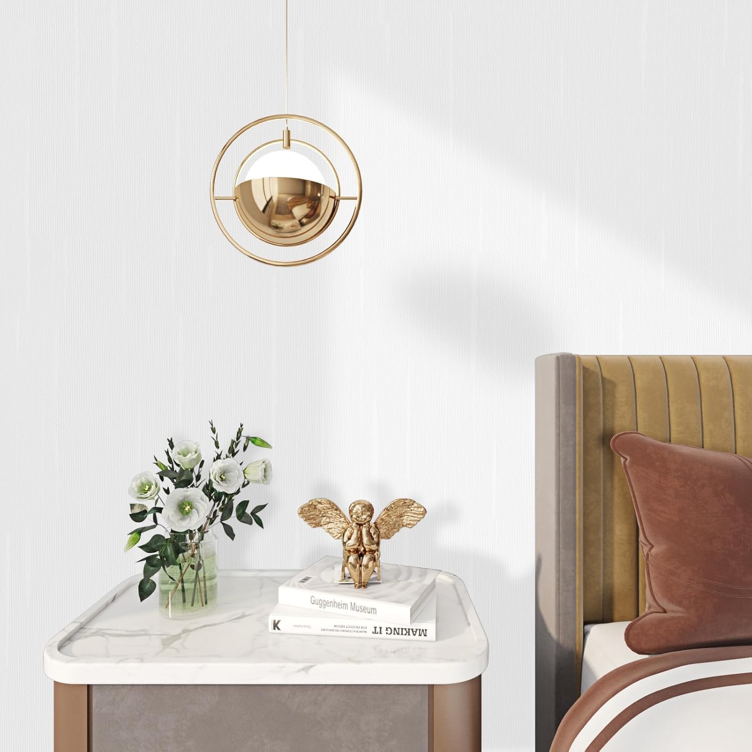 FunStick 16"x472" Peel and Stick Wallpaper White Grass Cloth Wallpaper Peel and Stick Textured White Wall Paper for Bedrooms Bathroom RV Wall Decor Kitchen Cabinet Wallpaper Waterproof Contact Paper